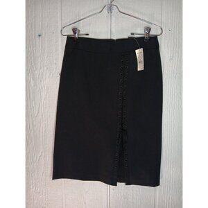 Express Skirt Corset Lace up Skirt Juniors 1 / 2 Black Stretch Knee Length NWT